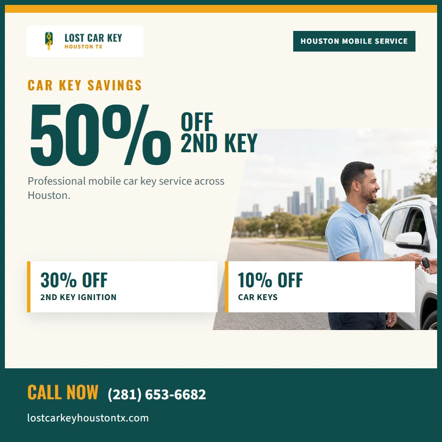 Locksmith savings coupon Lost Car Key Houston TX car key coupon